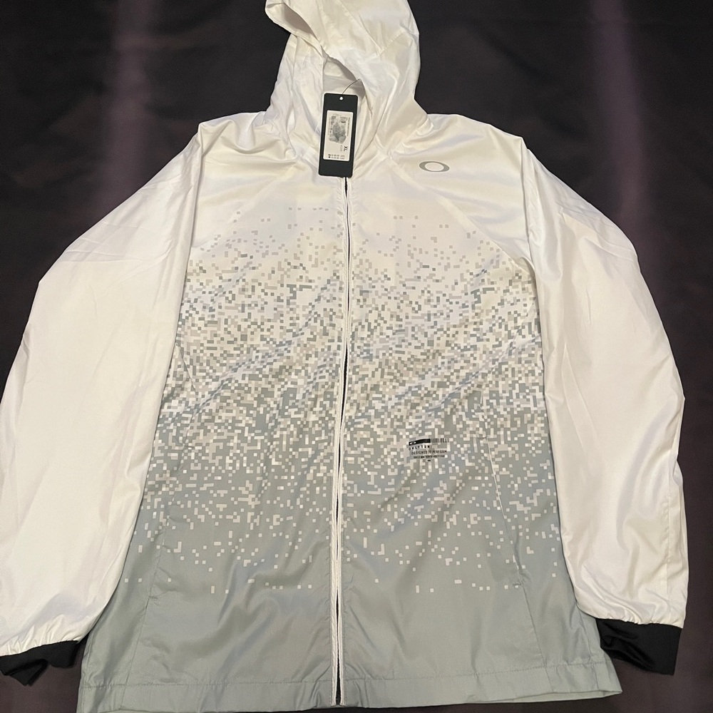 White and Gray Hooded Jacket - Picture 1 of 8